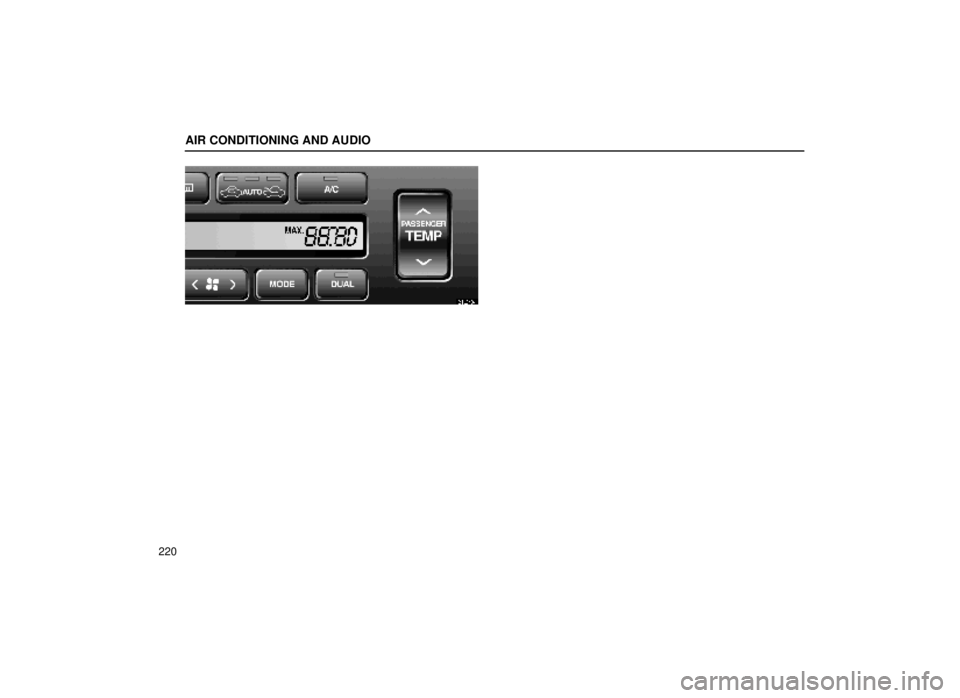 lexus LS400 1999  Comfort Adjustment / LEXUS 1999 LS400 OWNERS MANUAL (OM50514U) AIR CONDITIONING AND AUDIO
220
21L040±1 