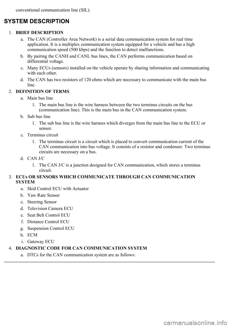 LEXUS LS430 2003 Factory Repair Manual conventional communication line (SIL).
1.BRIEF DESCRIPTION
a. The CAN (Controller Area Network) is a serial data communication system for real time
application. It is a multiplex communication syst LEXUS LS430 2003 Factory Repair Manual conventional communication line (SIL).
1.BRIEF DESCRIPTION
a. The CAN (Controller Area Network) is a serial data communication system for real time
application. It is a multiplex communication syst