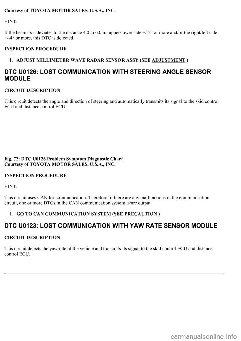 LEXUS LS430 2003  Factory Repair Manual Courtesy of TOYOTA MOTOR SALES, U.S.A., INC.
HINT: 
If the beam axis deviates to the distance 4.0 to 6.0 m, upper/lower side +/-2° or more and/or the right/left side 
+/-4° or more, this DTC is dete