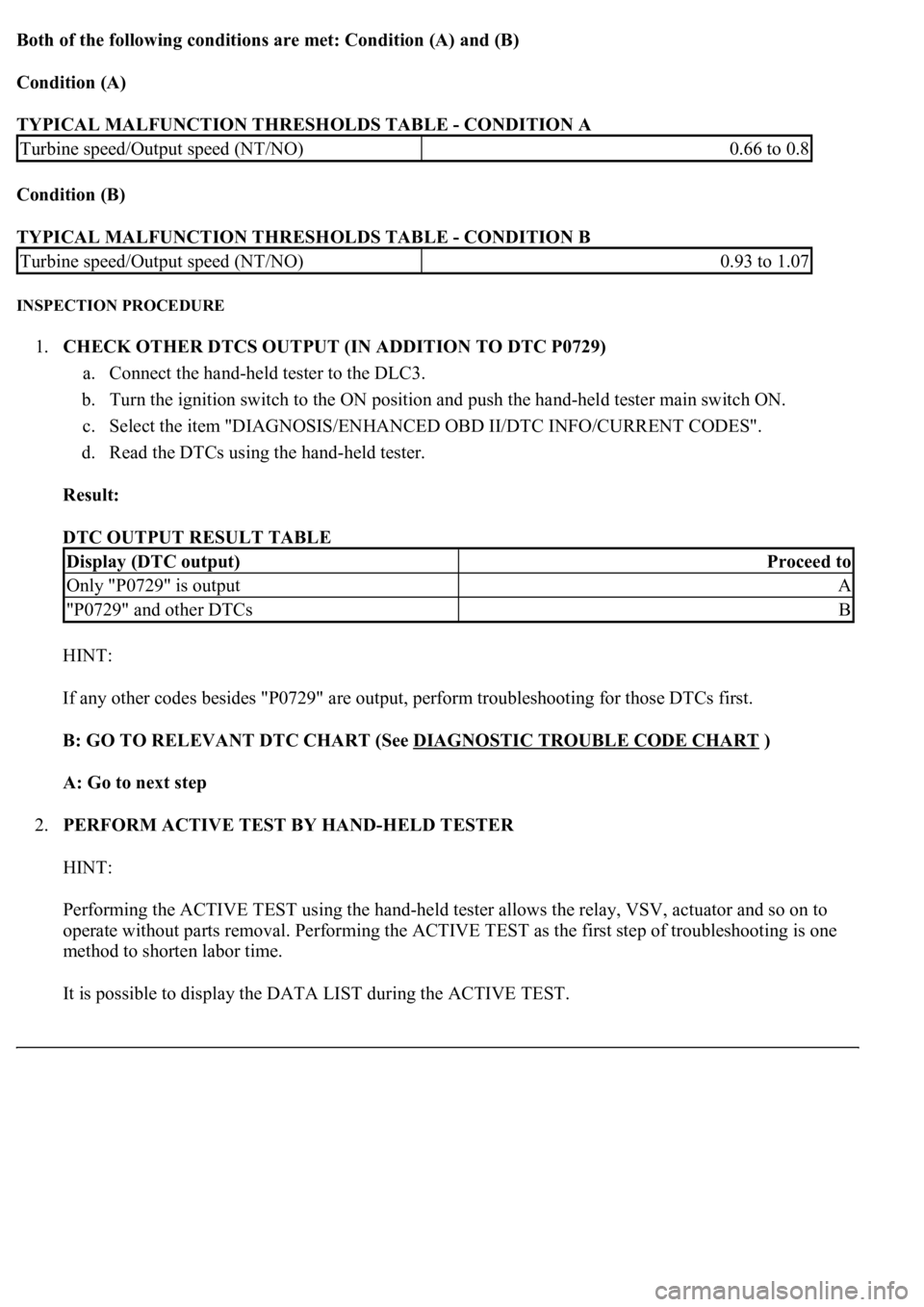 LEXUS LS430 2003 Factory Repair Manual Both of the following conditions are met: Condition (A) and (B)
Condition (A)
TYPICAL MALFUNCTION THRESHOLDS TABLE - CONDITION A
Condition (B)
TYPICAL MALFUNCTION THRESHOLDS TABLE - CONDITION B
LEXUS LS430 2003 Factory Repair Manual Both of the following conditions are met: Condition (A) and (B)
Condition (A)
TYPICAL MALFUNCTION THRESHOLDS TABLE - CONDITION A
Condition (B)
TYPICAL MALFUNCTION THRESHOLDS TABLE - CONDITION B
