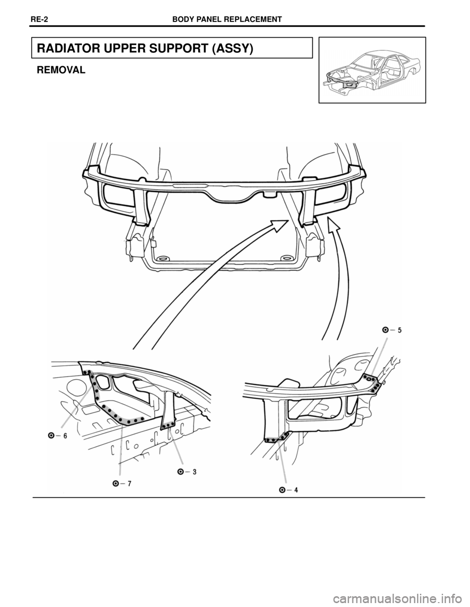 LEXUS SC400 1991  Service Repair Manual 
RADIATOR UPPER SUPPORT (ASSY)
REMOVAL
BODY PANEL REPLACEMENTRE-2 
WhereEverybodyKnowsYourName  