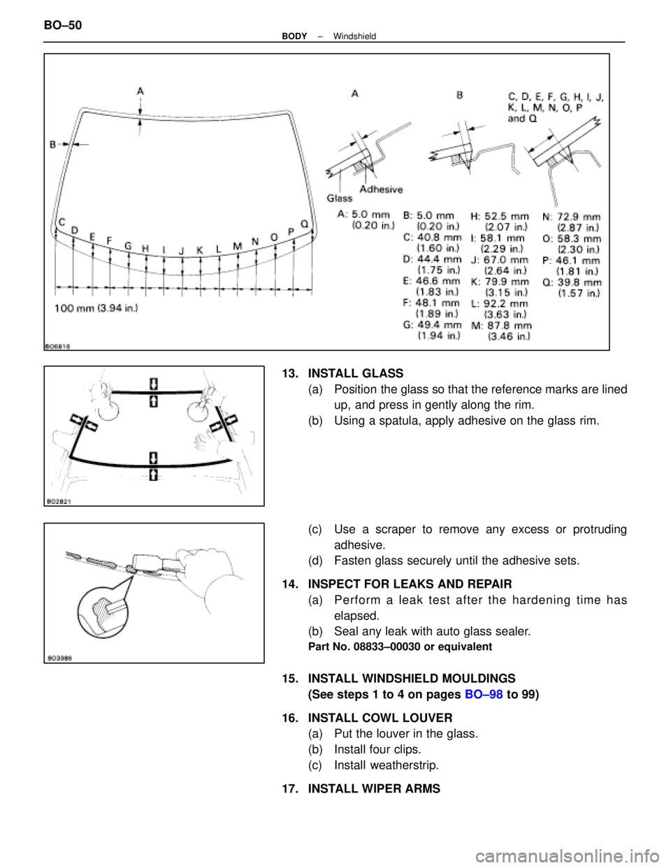 LEXUS SC400 1991  Service Repair Manual 
13. INSTALL GLASS(a)  Position the glass so that the reference marks are linedup, and press in gently along the rim.
(b)  Using a spatula, apply adhesive on the glass rim.
(c)  Use a scraper to remov