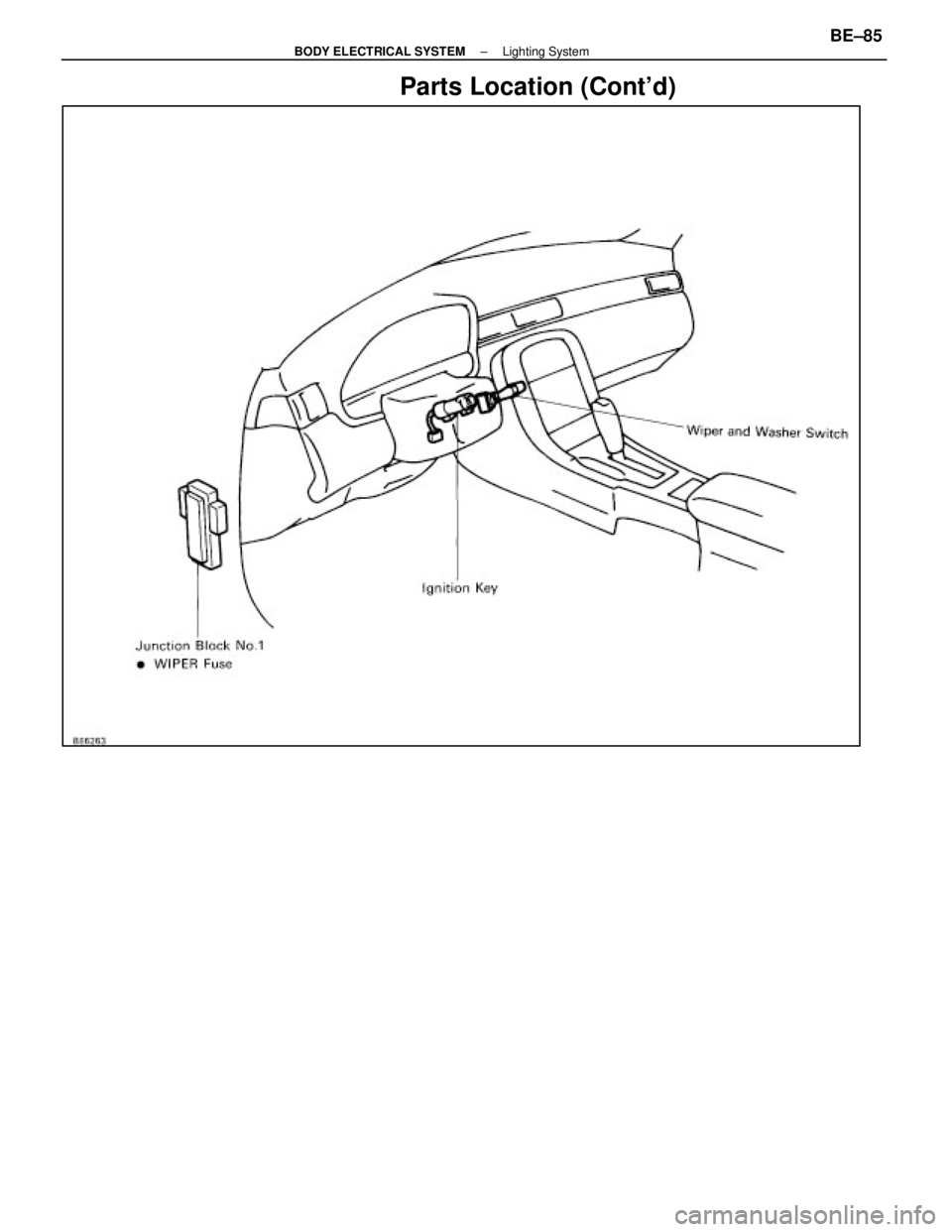 LEXUS SC400 1991  Service Repair Manual 
Parts Location (Contd)
±
BODY ELECTRICAL SYSTEM Lighting SystemBE±85 
WhereEverybodyKnowsYourName  