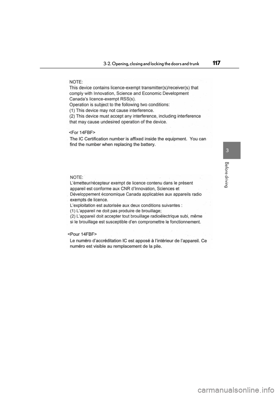 LEXUS LS500 2020  Owners Manual 1173-2. Opening, closing and locking the doors and trunk
3
Before driving 