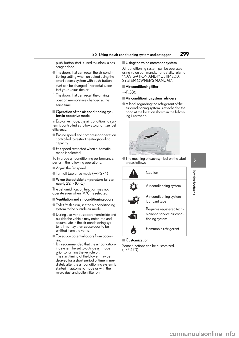 LEXUS RX350 2020 Owners Manual 2995-3. Using the air conditioning system and defogger
5
Interior features
push-button start is used to unlock a pas-
senger door.
●The doors that can recall the air condi-
tioning setting when unlo LEXUS RX350 2020 Owners Manual 2995-3. Using the air conditioning system and defogger
5
Interior features
push-button start is used to unlock a pas-
senger door.
●The doors that can recall the air condi-
tioning setting when unlo