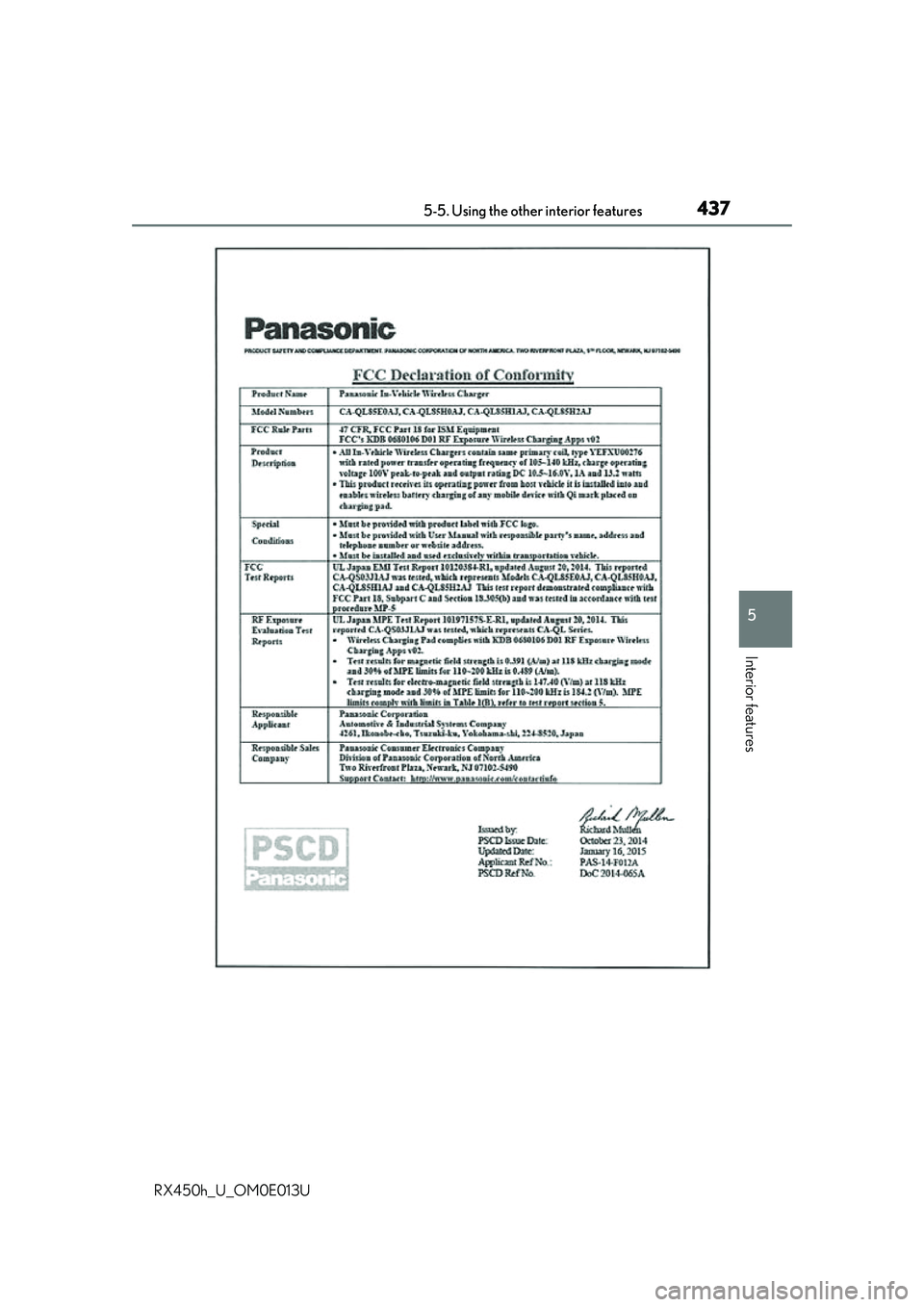 LEXUS RX450H 2016  Owners Manual 4375-5. Using the other interior features
5
Interior features
RX450h_U_OM0E013U 