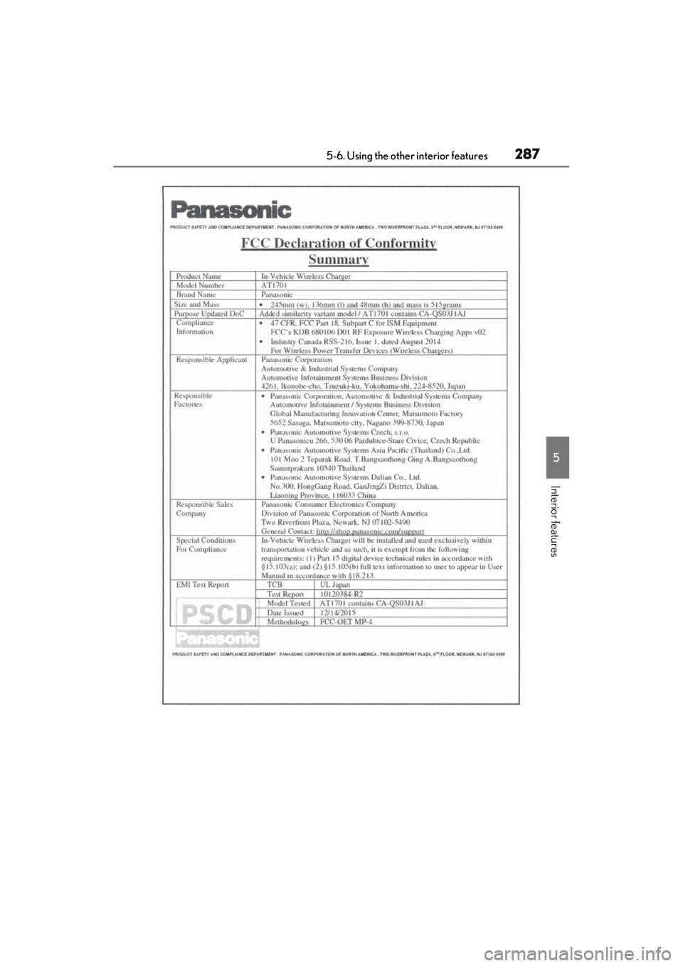 LEXUS ES350 2021  Owners Manual 2875-6. Using the other interior features
5
Interior features 