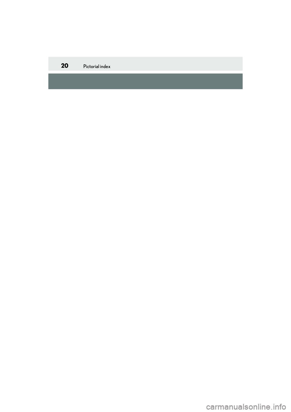 LEXUS IS300 2022  Owners Manual 20Pictorial index 