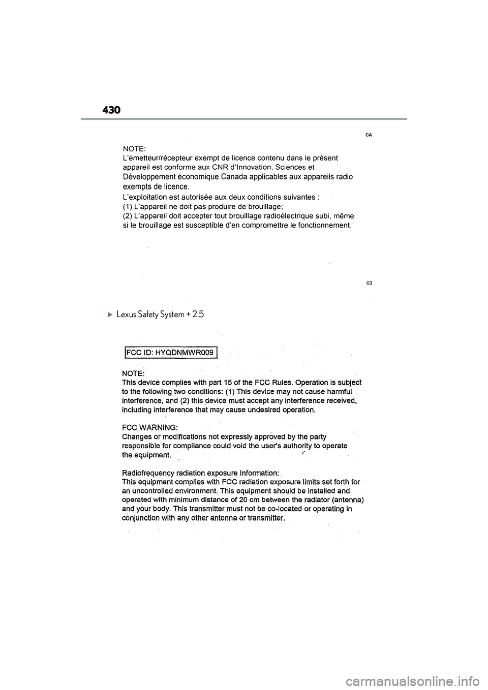 LEXUS IS300 2022  Owners Manual 430
Lexus Safety System + 2.5 