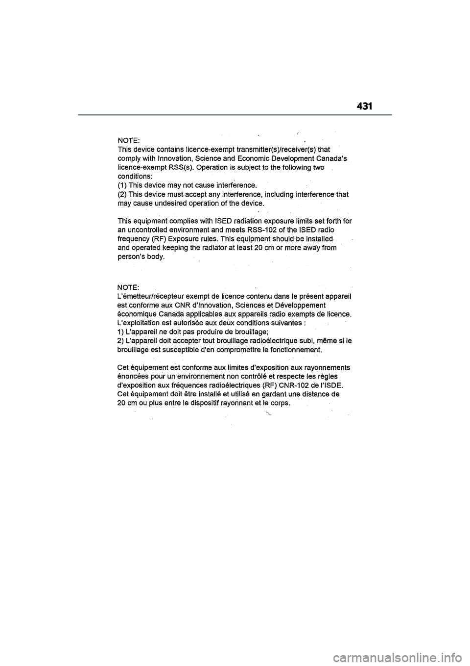 LEXUS IS300 2022  Owners Manual 431 