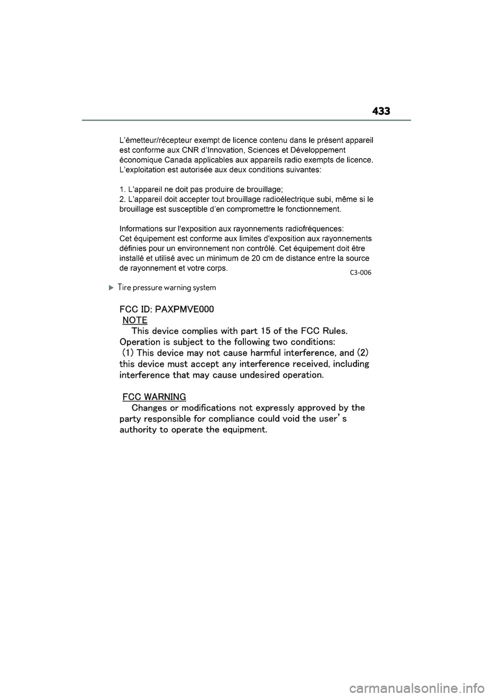 LEXUS IS300 2022  Owners Manual 433
Tire pressure warning system 