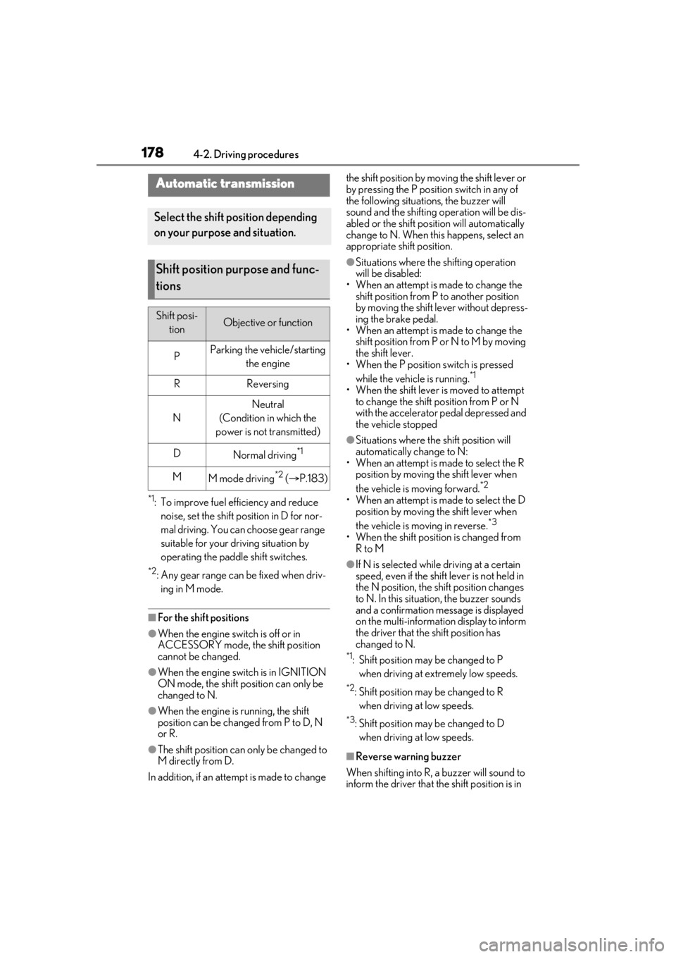LEXUS LS500 2021  Owners Manual 1784-2. Driving procedures
*1: To improve fuel efficiency and reduce noise, set the shift position in D for nor-
mal driving. You can choose gear range 
suitable for your driving situation by 
operati