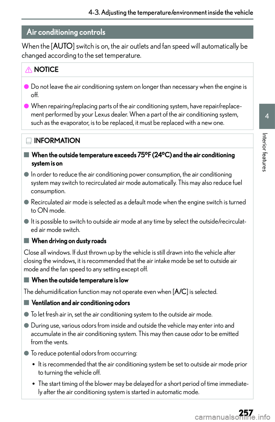 LEXUS NX250 350 2023  Owners Manual �A�i�r��c�o�n�d�i�t�i�o�n�i�n�g��c�o�n�t�r�o�l�s
�W�h�e�n� �t�h�e� �[ �A�U�T�O�@� �s�w�i�t�c�h� �i�s� �o�n�,� �t�h�e� �a�i�r� �o�u�t�l�e�t�s� �a�n�d� �f�a�n� �s�p�e�e�d� �w�i�l�l� �a�u�t�o�m�a�t�i�c