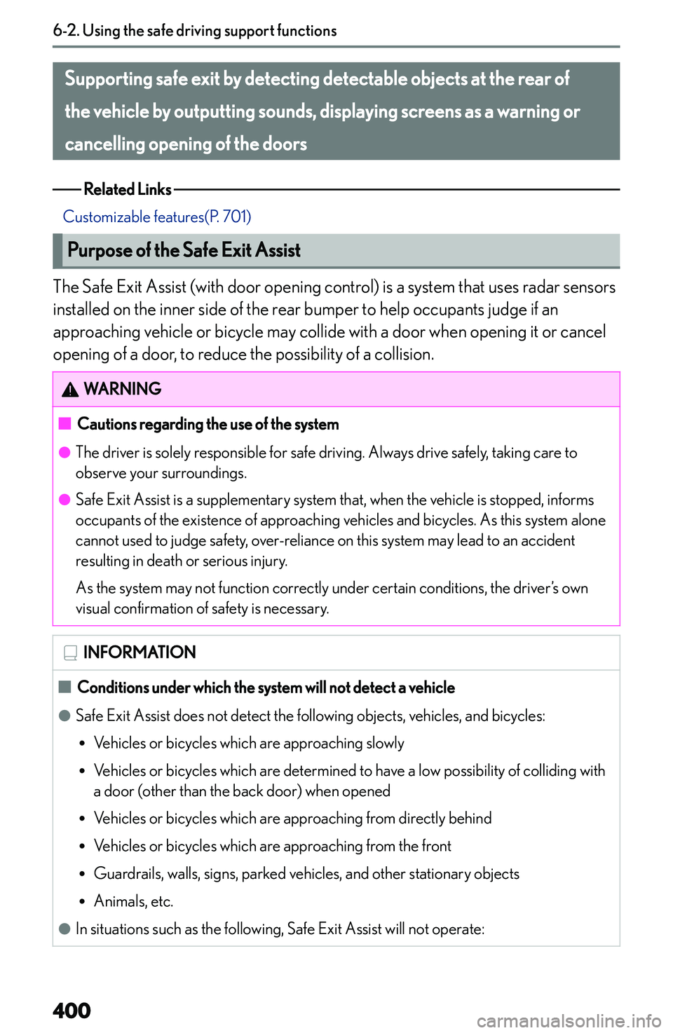 LEXUS NX250 350 2023  Owners Manual �S�u�p�p�o�r�t�i�n�g��s�a�f�e��e�x�i�t��b�y��d�e�t�e�c�t�i�n�g��d�e�t�e�c�t�a�b�l�e��o�b�j�e�c�t�s��a�t��t�h�e��r�e�a�r��o�f�t�h�e��v�e�h�i�c�l�e��b�y��o�u�t�p�u�t�t�i�n�g��s�o�u�n�d�s�,