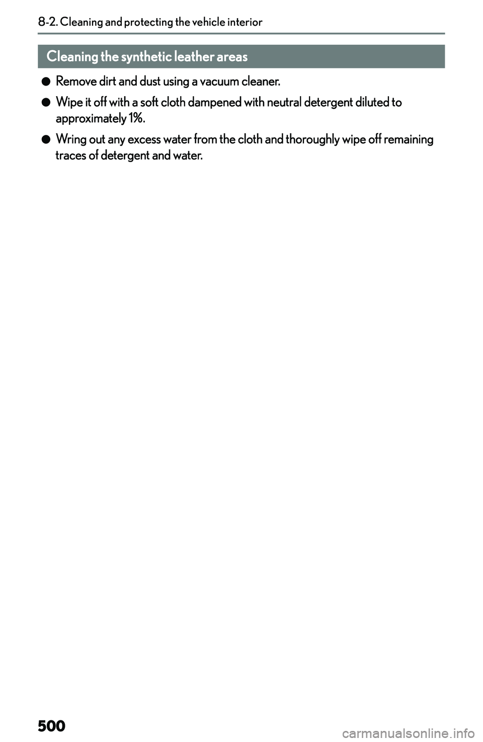 LEXUS NX250 350 2023  Owners Manual �C�l�e�a�n�i�n�g��t�h�e��s�y�n�t�h�e�t�i�c��l�e�a�t�h�e�r��a�r�e�a�s
