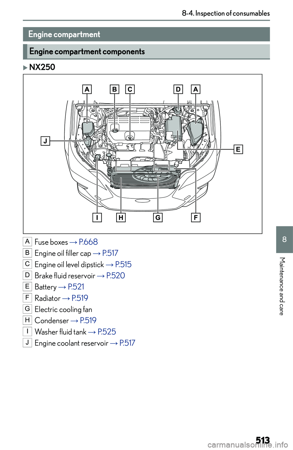 LEXUS NX250 350 2023  Owners Manual �E�n�g�i�n�e��c�o�m�p�a�r�t�m�e�n�t
�E�n�g�i�n�e��c�o�m�p�a�r�t�m�e�n�t��c�o�m�p�o�n�e�n�t�s
�
