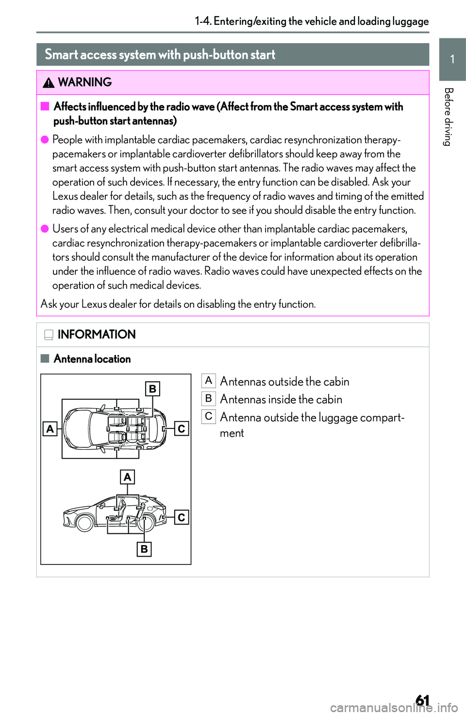 LEXUS NX250 350 2023  Owners Manual �S�m�a�r�t��a�c�c�e�s�s��s�y�s�t�e�m��w�i�t�h��p�u�s�h�-�b�u�t�t�o�n��s�t�a�r�t�W�A�R�N�I�N�G�