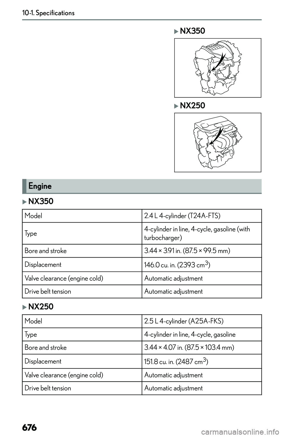LEXUS NX250 350 2023  Owners Manual �E�n�g�i�n�e
�