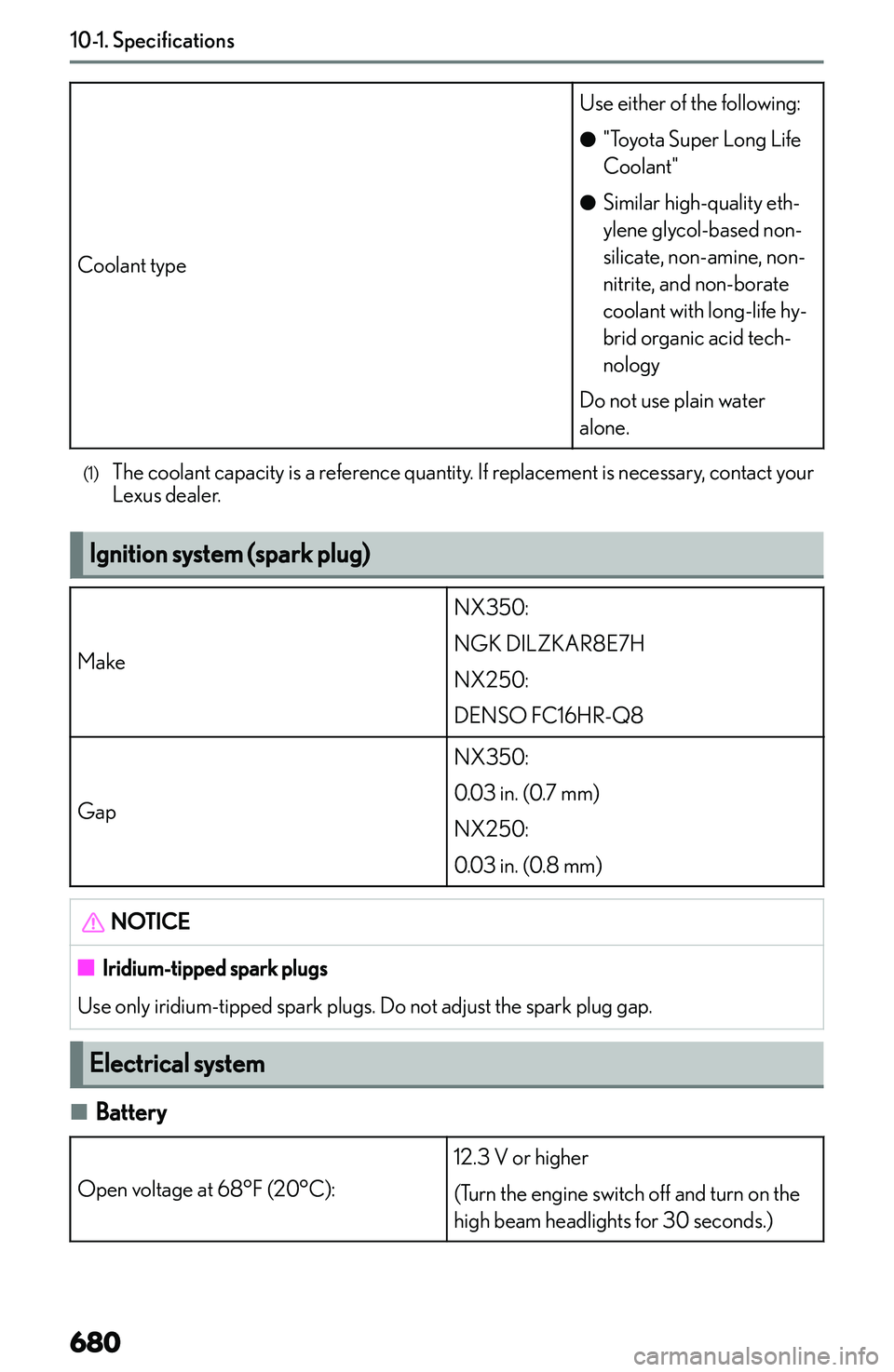 LEXUS NX250 350 2023  Owners Manual �C�o�o�l�a�n�t� �t�y�p�e
�U�s�e� �e�i�t�h�e�r� �o�f� �t�h�e� �f�o�l�l�o�w�i�n�g�:
�