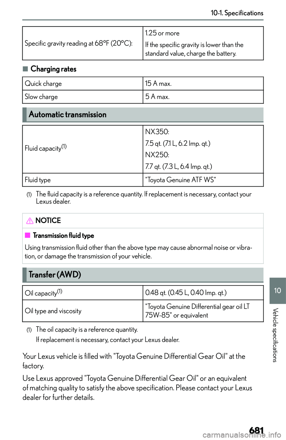 LEXUS NX250 350 2023  Owners Manual �S�p�e�c�i�f�i�c� �g�r�a�v�i�t�y� �r�e�a�d�i�n�g� �a�t� �6�8�