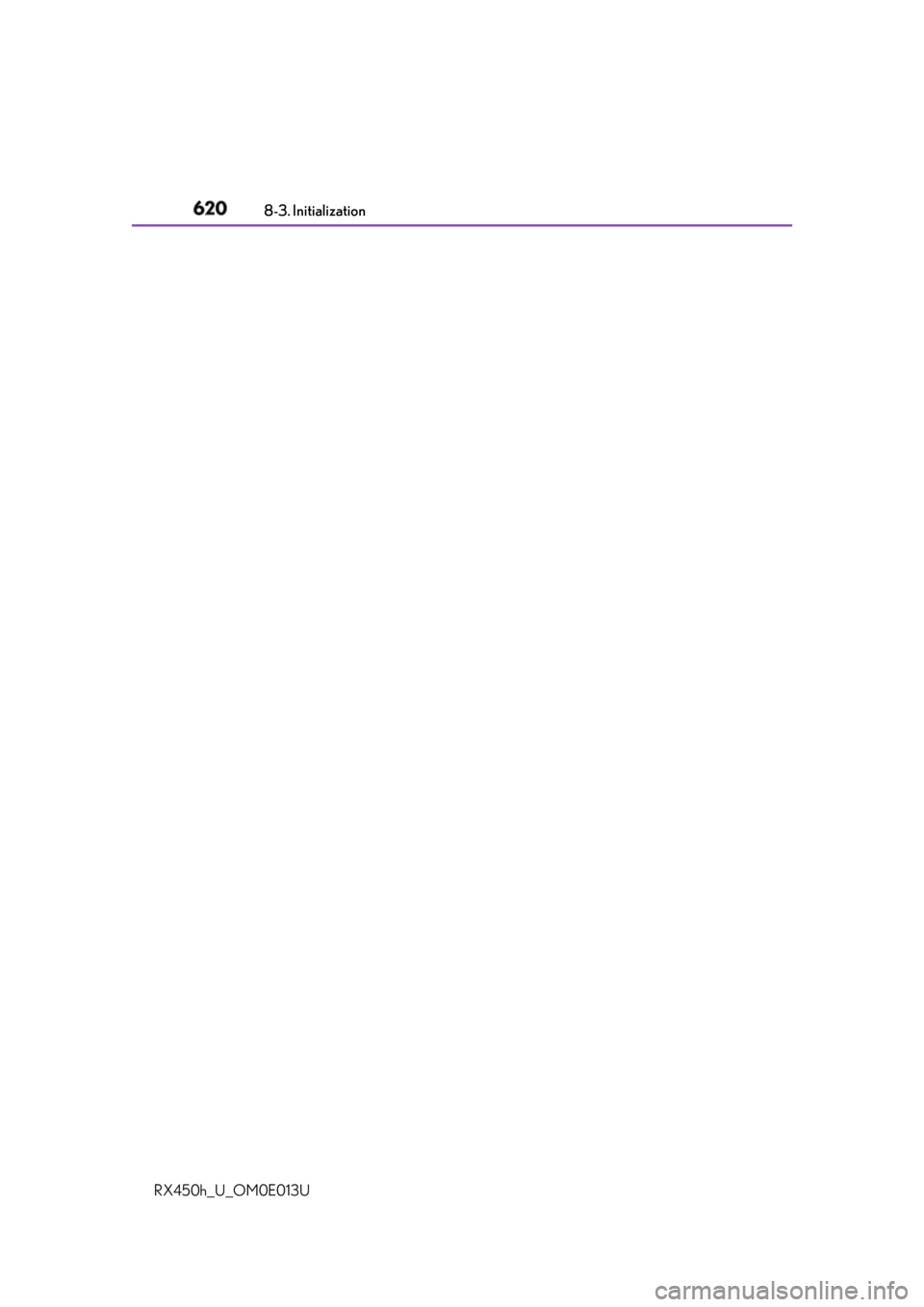 LEXUS RX450h 2016  Owners Manual 620 8-3. Initialization
RX450h_U_OM0E013U 