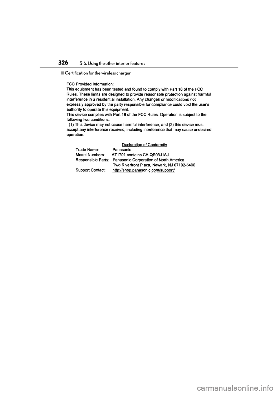 LEXUS RX350 2021  Owners Manual 3265-6. Using the other interior features
■Certification for the wireless charger 