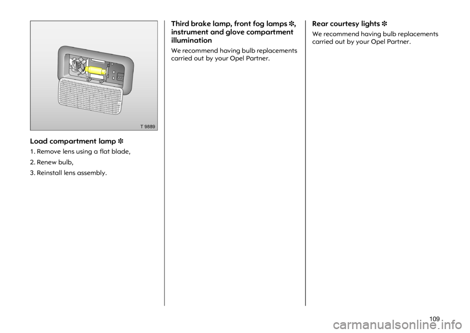 OPEL VIVARO 2011  Owners Manual ����/�R�D�G �F�R�P�S�D�U�W�P�H�Q�W �O�D�P�S�
���5�H�P�R�Y�H �O�H�Q�V �X�V�L�Q�J �D �I�O�D�W �E�O�D�G�H�
���5�H�Q�H�Z �E�X�O�E�
���5�H�L�Q�V�W�D�O�O �O�H�Q�V �D�V�V�H�P�E�O�\��7�K�L�U�G �E
