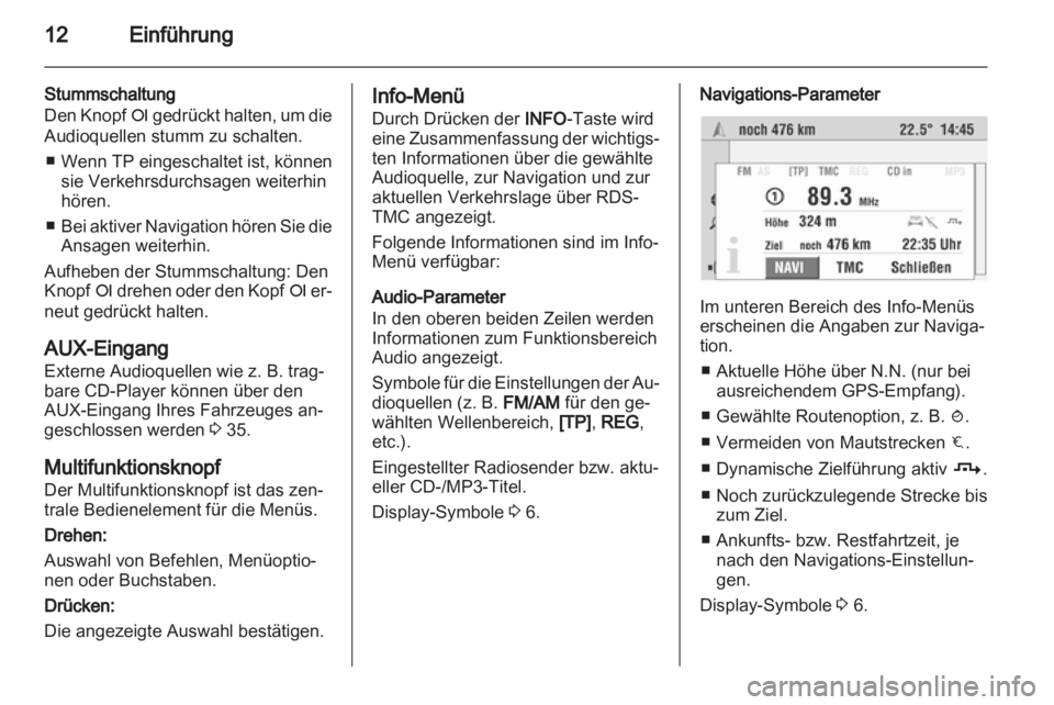 OPEL ASTRA H 2012  Infotainment-Handbuch (in German) 