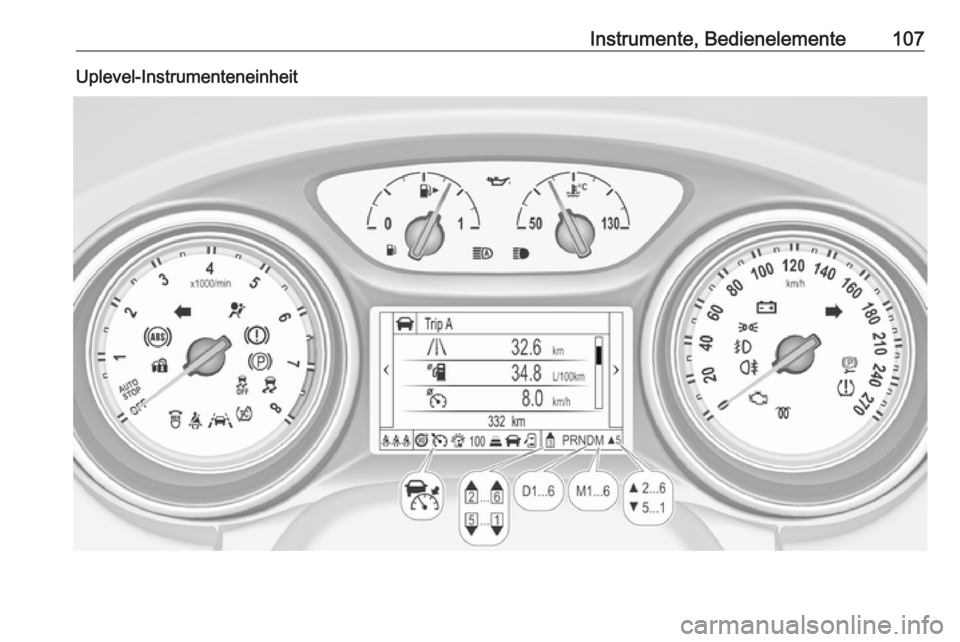 OPEL ASTRA K 2018  Betriebsanleitung (in German) Instrumente, Bedienelemente107Uplevel-Instrumenteneinheit 