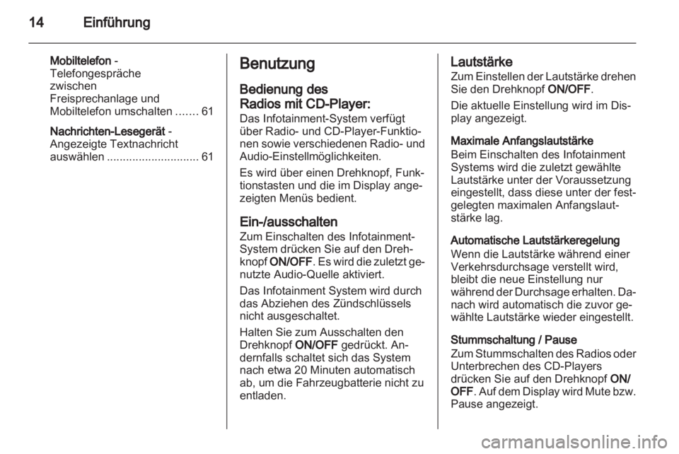 OPEL COMBO D 2013  Infotainment-Handbuch (in German) 