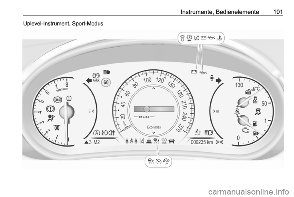 OPEL INSIGNIA 2016  Betriebsanleitung (in German) Instrumente, Bedienelemente101Uplevel-Instrument, Sport-Modus 