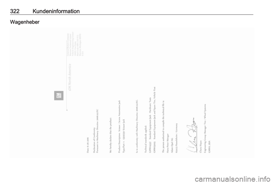 OPEL INSIGNIA BREAK 2020  Betriebsanleitung (in German) 322KundeninformationWagenheber 