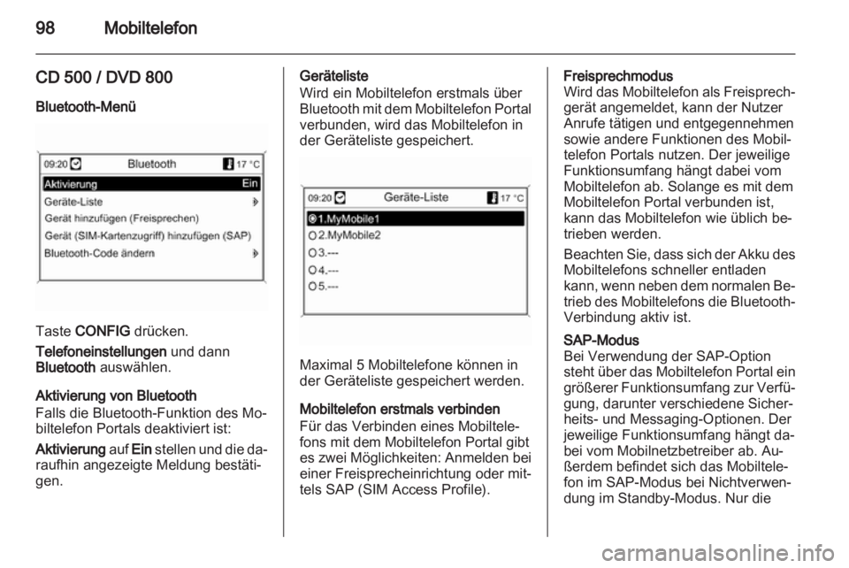 OPEL MERIVA 2011  Infotainment-Handbuch (in German) 
