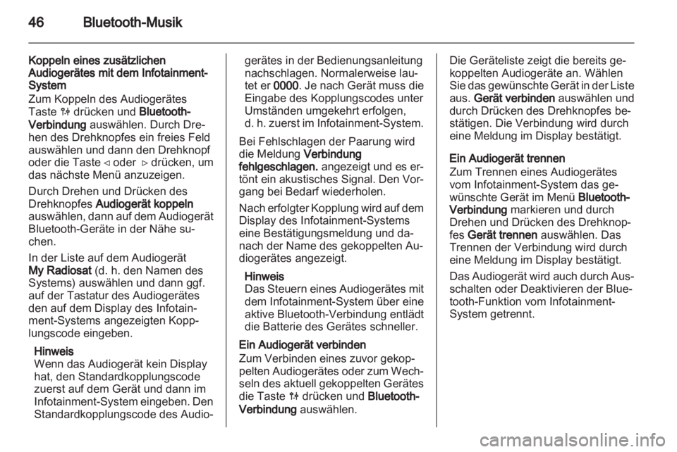 OPEL VIVARO 2013  Infotainment-Handbuch (in German) 