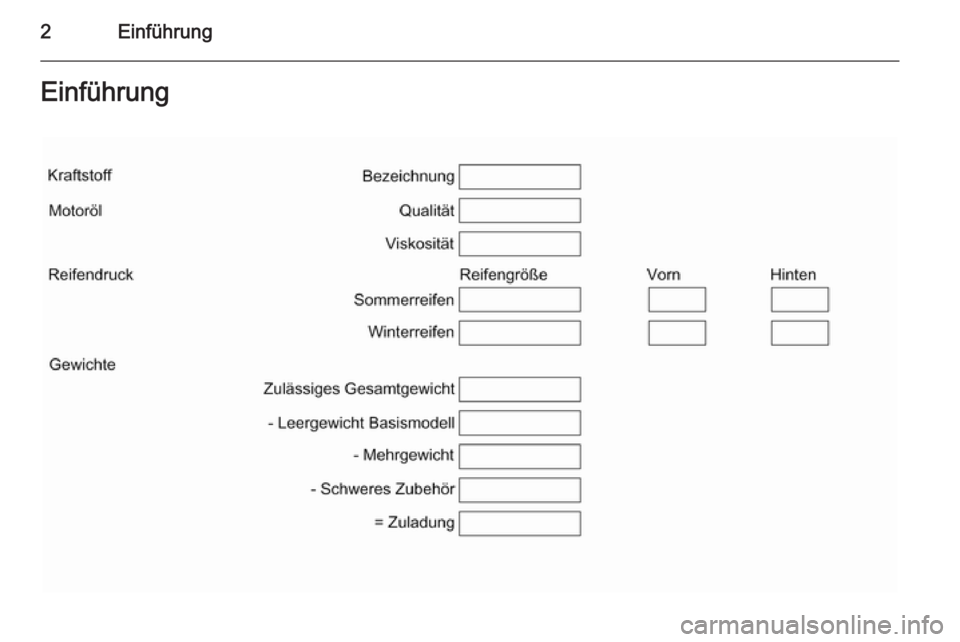 OPEL ZAFIRA B 2014  Betriebsanleitung (in German) 2EinführungEinführung 