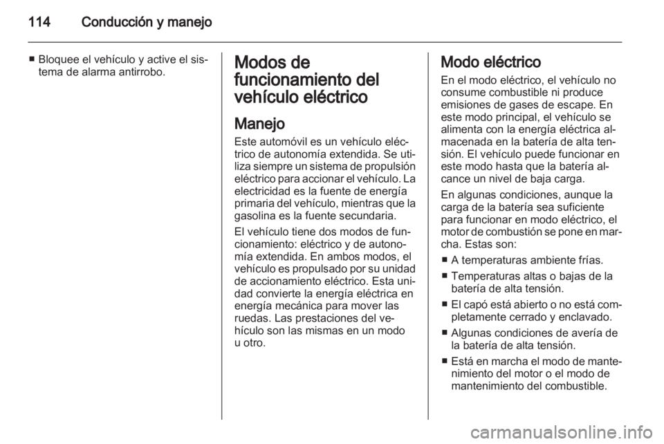 OPEL AMPERA 2012  Manual de Instrucciones (in Spanish) 