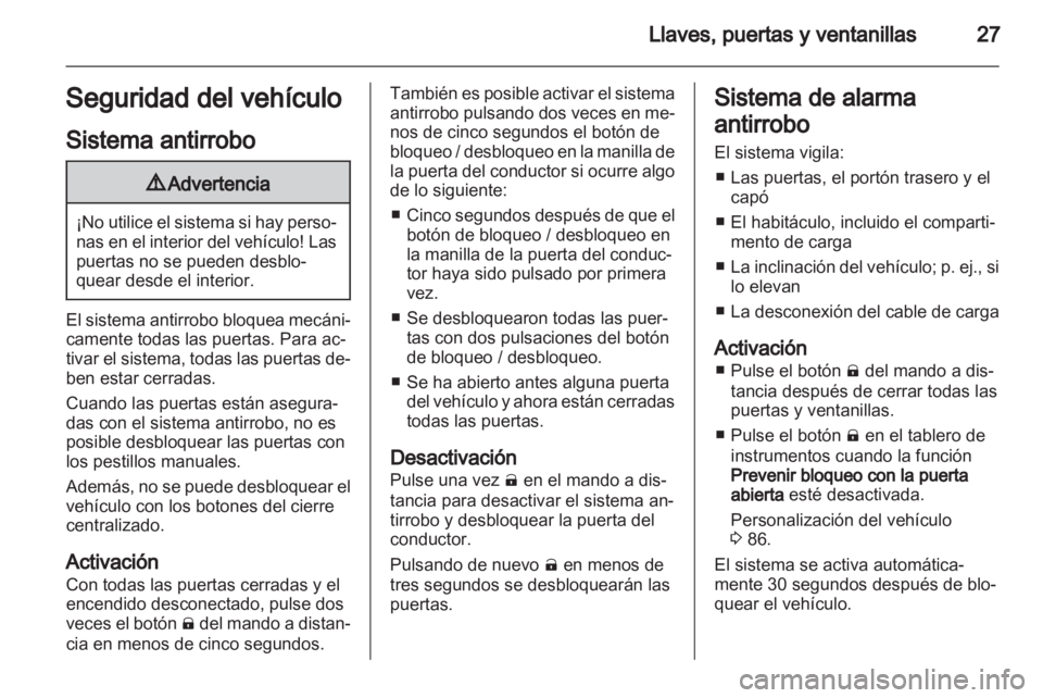 OPEL AMPERA 2012  Manual de Instrucciones (in Spanish) 