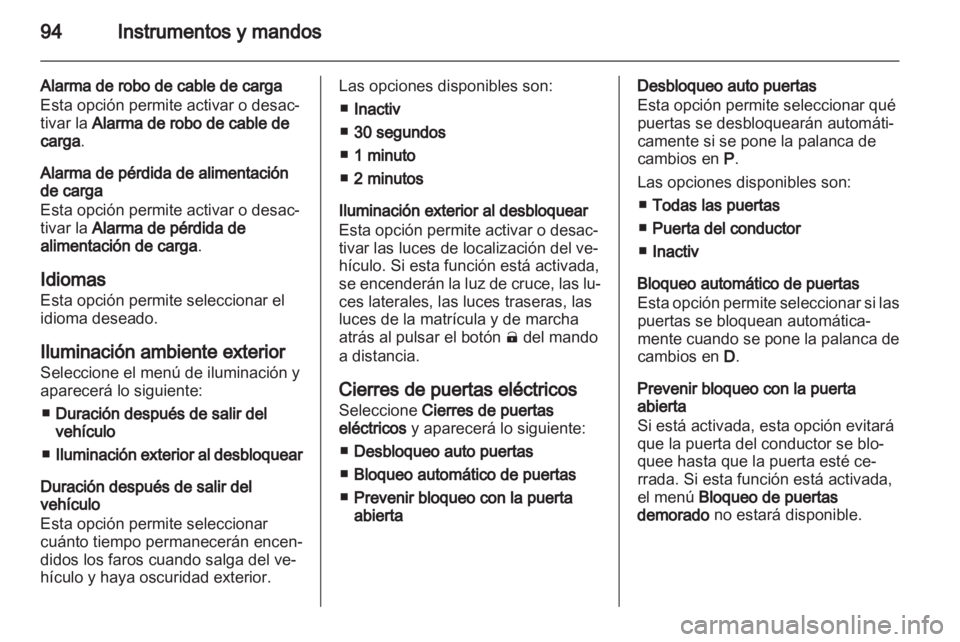 OPEL AMPERA 2013  Manual de Instrucciones (in Spanish) 