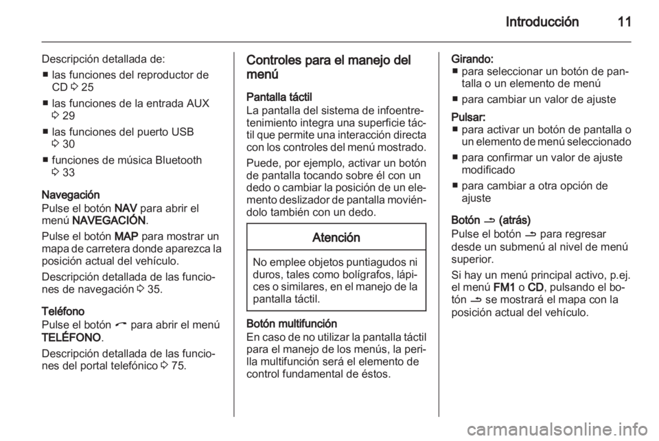 OPEL ANTARA 2012  Manual de infoentretenimiento (in Spanish) 