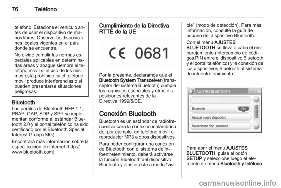 OPEL ANTARA 2012  Manual de infoentretenimiento (in Spanish) 