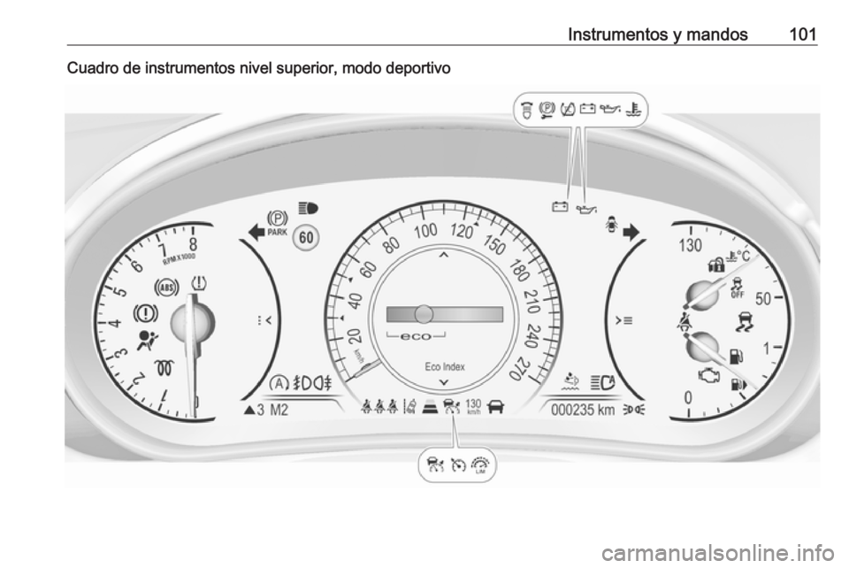 OPEL INSIGNIA 2016  Manual de Instrucciones (in Spanish) Instrumentos y mandos101Cuadro de instrumentos nivel superior, modo deportivo 