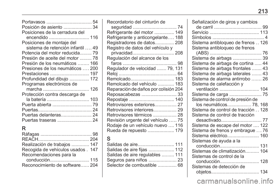 OPEL KARL 2018 Manual de Instrucciones (in Spanish) 213Portavasos ................................... 54
Posición de asiento .....................34
Posiciones de la cerradura del encendido .............................. 116
Posiciones de montaje de OPEL KARL 2018 Manual de Instrucciones (in Spanish) 213Portavasos ................................... 54
Posición de asiento .....................34
Posiciones de la cerradura del encendido .............................. 116
Posiciones de montaje de