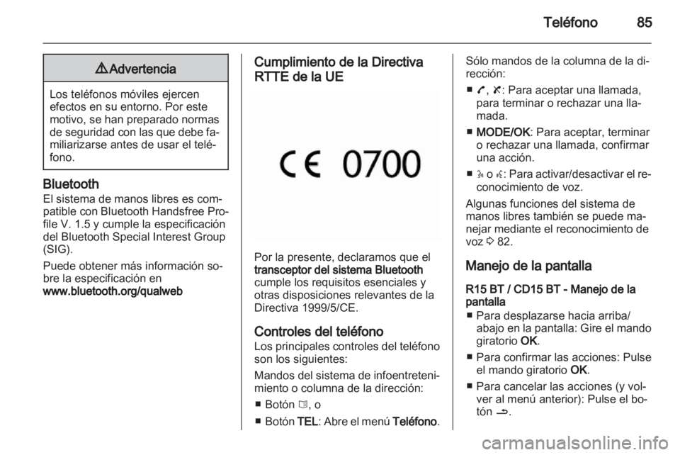 OPEL MOVANO_B 2012.5  Manual de infoentretenimiento (in Spanish) 