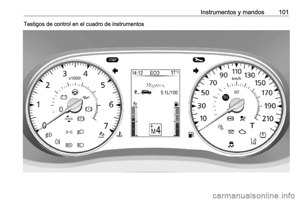 OPEL MOVANO_B 2020  Manual de Instrucciones (in Spanish) Instrumentos y mandos101Testigos de control en el cuadro de instrumentos 