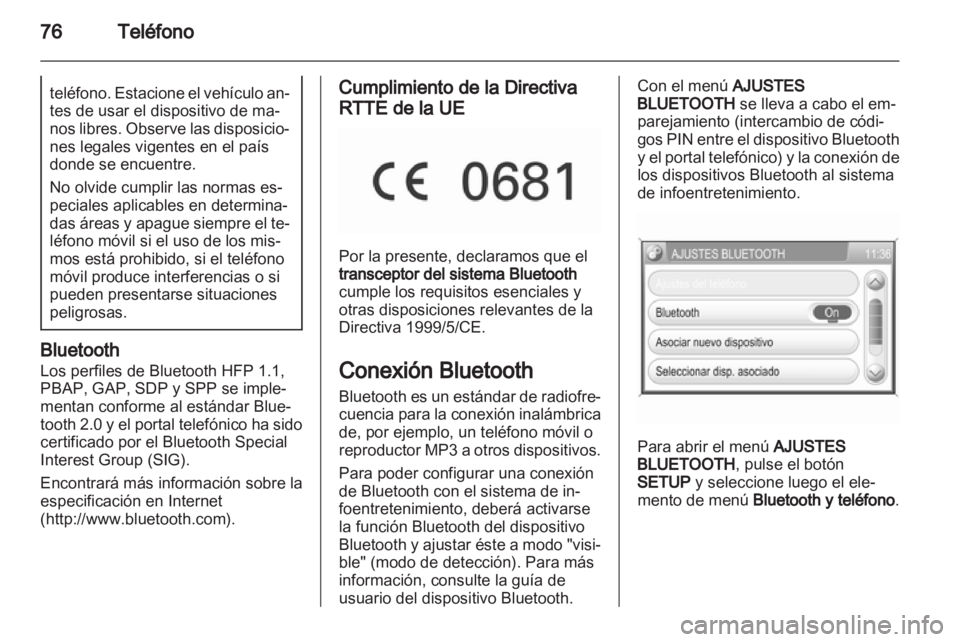OPEL ZAFIRA B 2014  Manual de infoentretenimiento (in Spanish) 