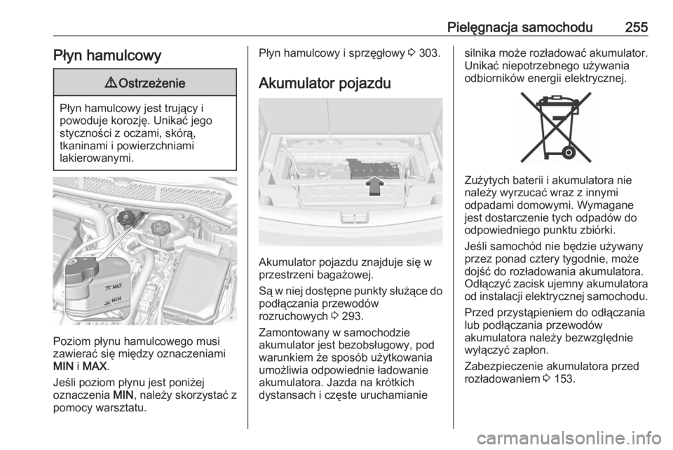 OPEL ASTRA K 2020 Instrukcja obsługi (in Polish) Pielęgnacja samochodu255Płyn hamulcowy9Ostrzeżenie
Płyn hamulcowy jest trujący i
powoduje korozję. Unikać jego
styczności z oczami, skórą,
tkaninami i powierzchniami
lakierowanymi.
Poziom p OPEL ASTRA K 2020 Instrukcja obsługi (in Polish) Pielęgnacja samochodu255Płyn hamulcowy9Ostrzeżenie
Płyn hamulcowy jest trujący i
powoduje korozję. Unikać jego
styczności z oczami, skórą,
tkaninami i powierzchniami
lakierowanymi.
Poziom p