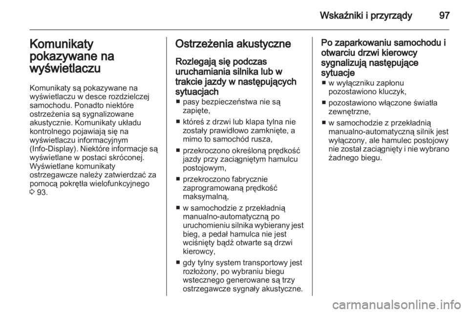 OPEL CORSA 2013  Instrukcja obsługi (in Polish) 