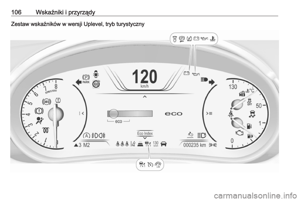 OPEL INSIGNIA 2017  Instrukcja obsługi (in Polish) 106Wskaźniki i przyrządyZestaw wskaźników w wersji Uplevel, tryb turystyczny 