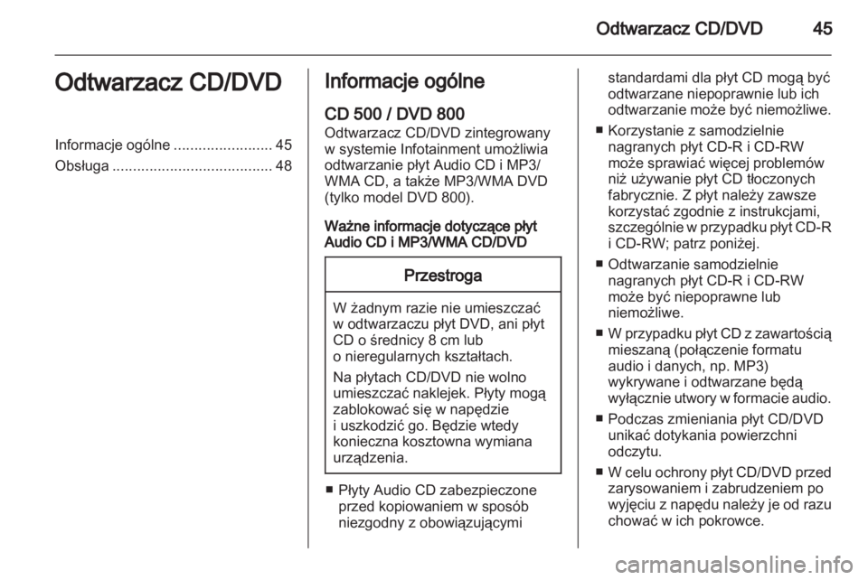 OPEL MERIVA 2011.5  Instrukcja obsługi systemu audio-nawigacyjnego (in Polish) 