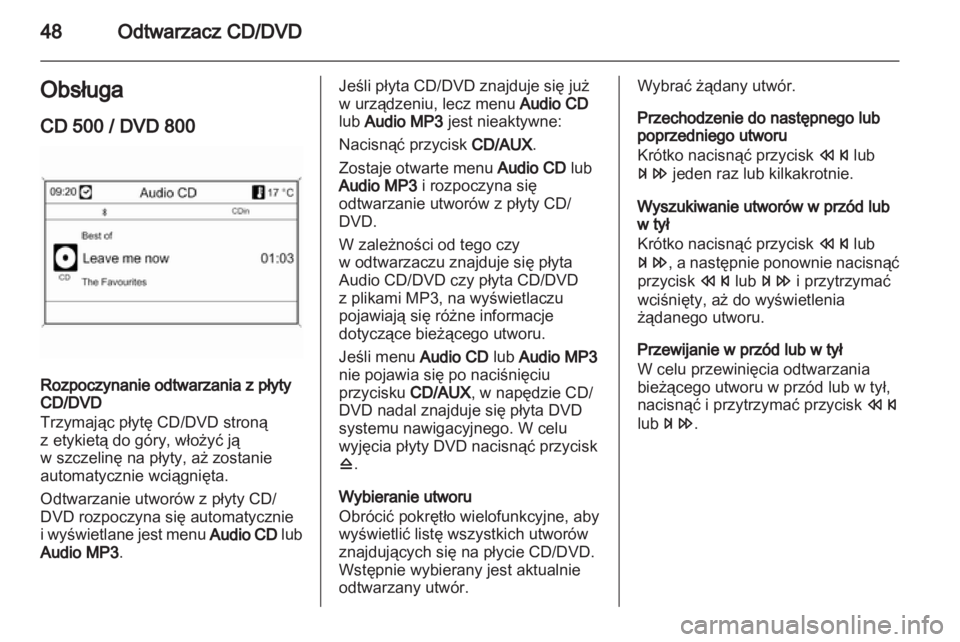 OPEL MERIVA 2011.5  Instrukcja obsługi systemu audio-nawigacyjnego (in Polish) 